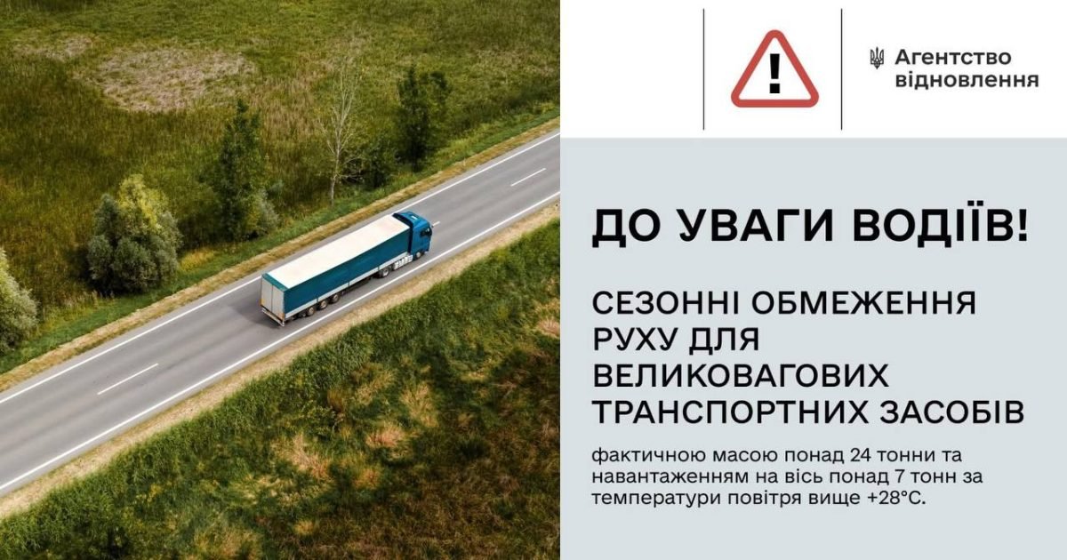 На Волині запроваджують сезонні обмеження руху великовагового транспорту через спеку