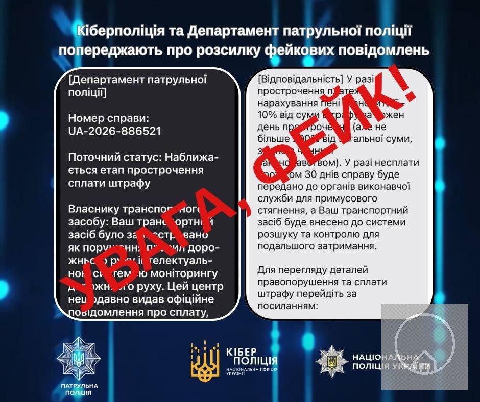 Шахраї розсилають фейкові повідомлення про штрафи за порушення ПДР